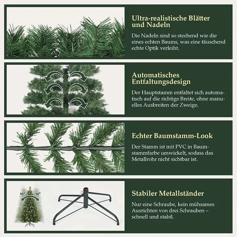 Salcar 120/150/180/210/240cm Künstlicher Weihnachtsbaum mit LED, mit 226/382/580/868/1168 Spitzen und 250/380/450 LEDs
