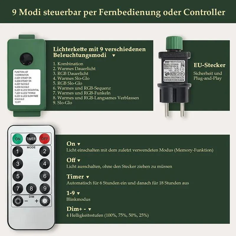 Salcar 120/150/180/210/240cm Künstlicher Weihnachtsbaum mit LED, mit 226/382/580/868/1168 Spitzen und 250/380/450 LEDs