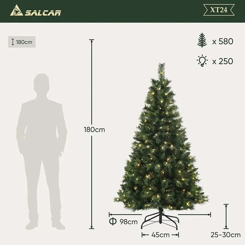 Salcar 120/150/180/210/240cm Künstlicher Weihnachtsbaum mit LED, mit 226/382/580/868/1168 Spitzen und 250/380/450 LEDs