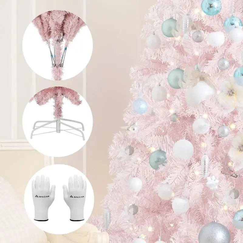 Salcar 180cm Künstlicher Weihnachtsbaum Rosa Weihnachtsbaum, Nordmanntanne, mit 735 Spitzen