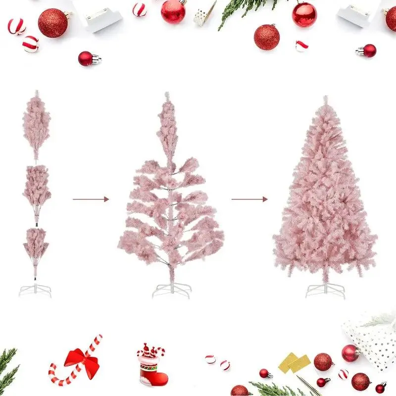Salcar 180cm Künstlicher Weihnachtsbaum Rosa Weihnachtsbaum, Nordmanntanne, mit 735 Spitzen