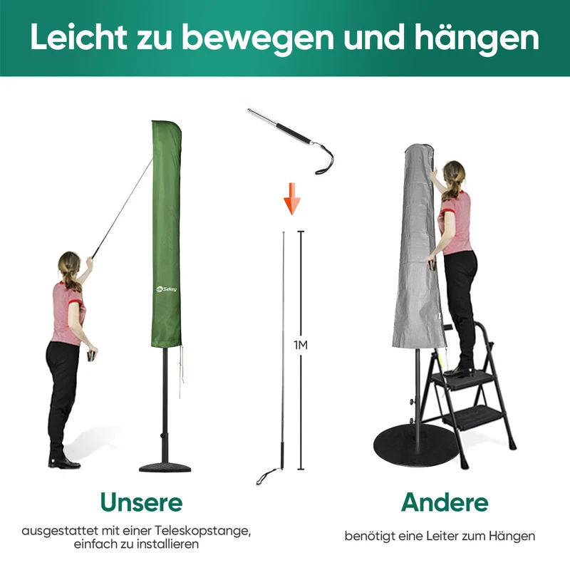 Sekey 175 x 30,5/36,5 cm Schutzhülle für 300 cm Sonnenschirm, aus Polyester-Gewebe