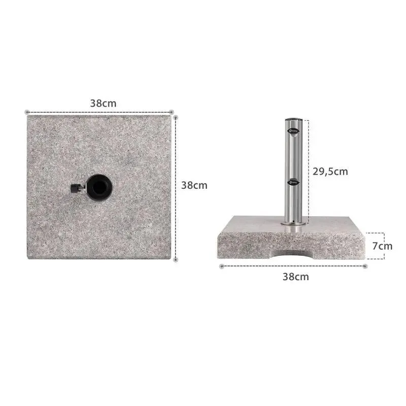 Sekey 25 kg Granit Sonnenschirmständer Eckig, für Schirmstock Ø 22 - 38 mm