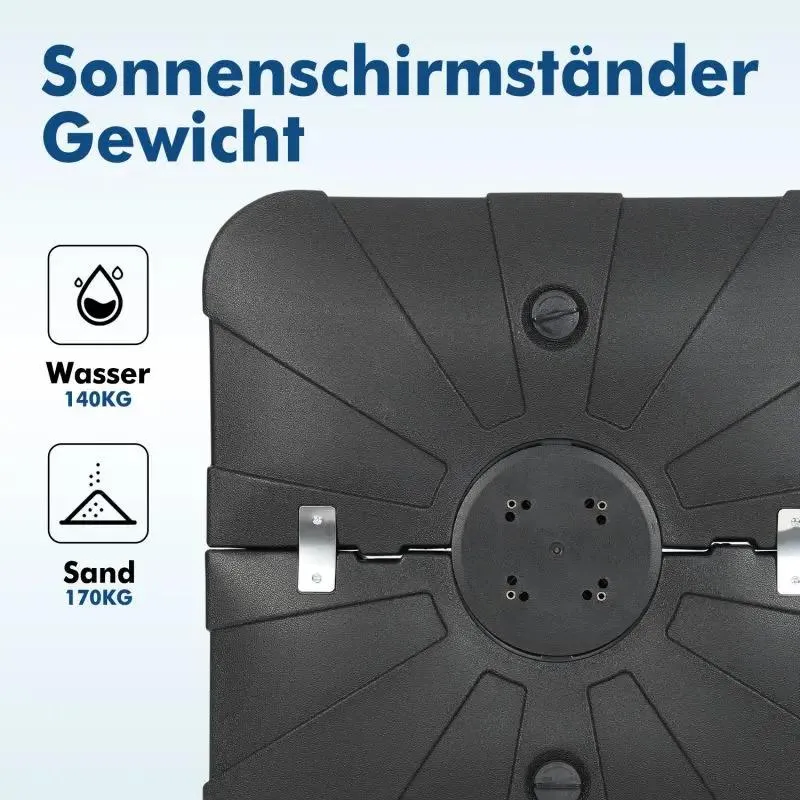 Sekey 4-teilig Schirmgewicht für Ampelschirm mit Rolle, befüllbar bis 150 kg