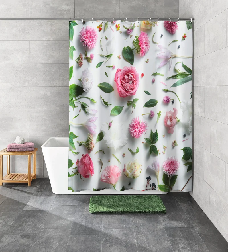 Duschvorhang Textil ROSALIE Multicolor 180 x 200 cm