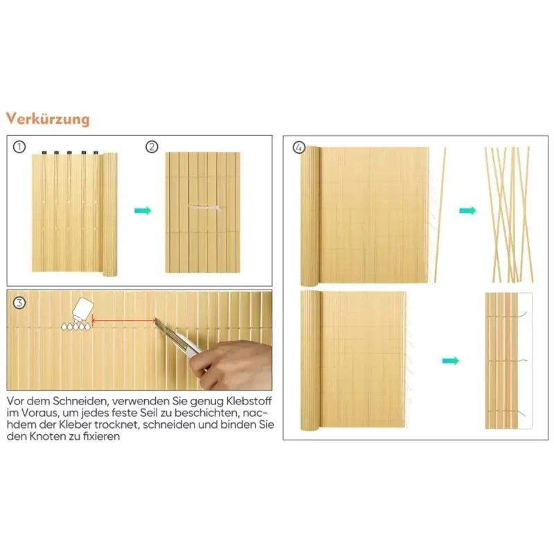 Sekey PVC Sichtschutzmatte mit doppelter Verstärkung innen, Bambus
