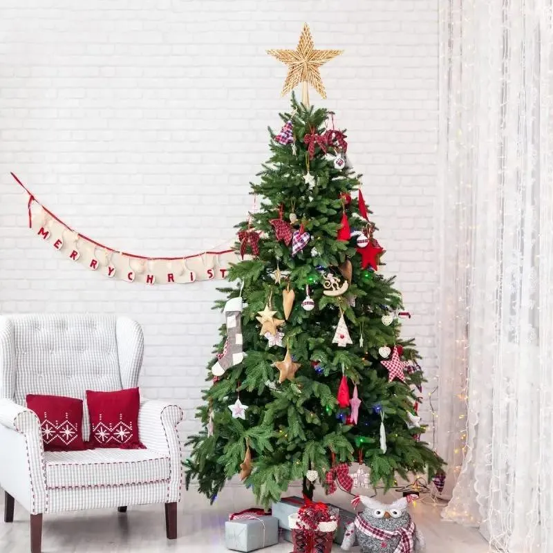 Salcar Christbaumspitze Strohstern Weihnachtsbaum Dekoration für Weihnachten, Tannenbaumspitze für den Christbaum, 25cm