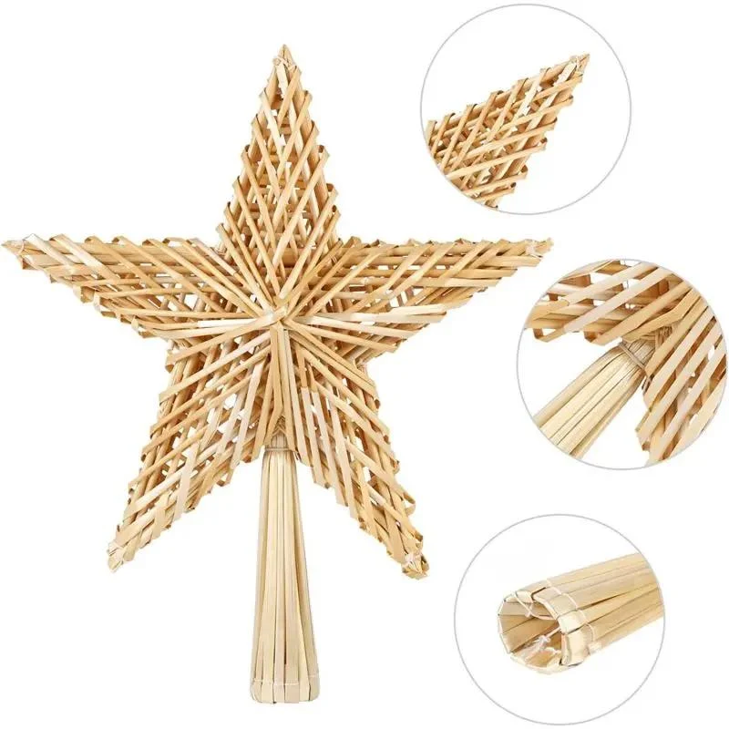 Salcar Christbaumspitze Strohstern Weihnachtsbaum Dekoration für Weihnachten, Tannenbaumspitze für den Christbaum, 25cm