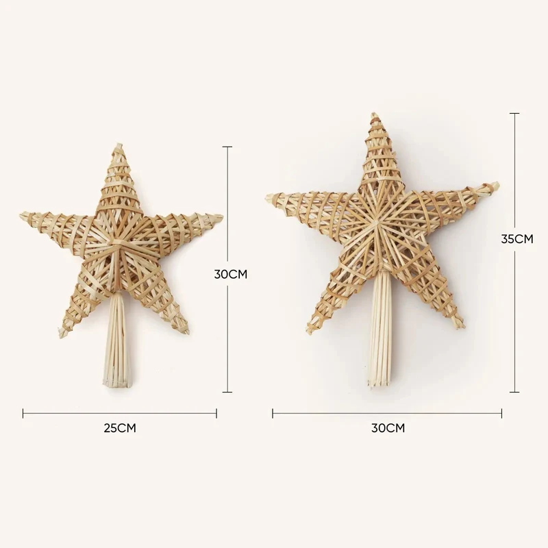 Salcar Christbaumspitze Strohstern Weihnachtsbaum Dekoration für Weihnachten, Tannenbaumspitze für den Christbaum, 25cm