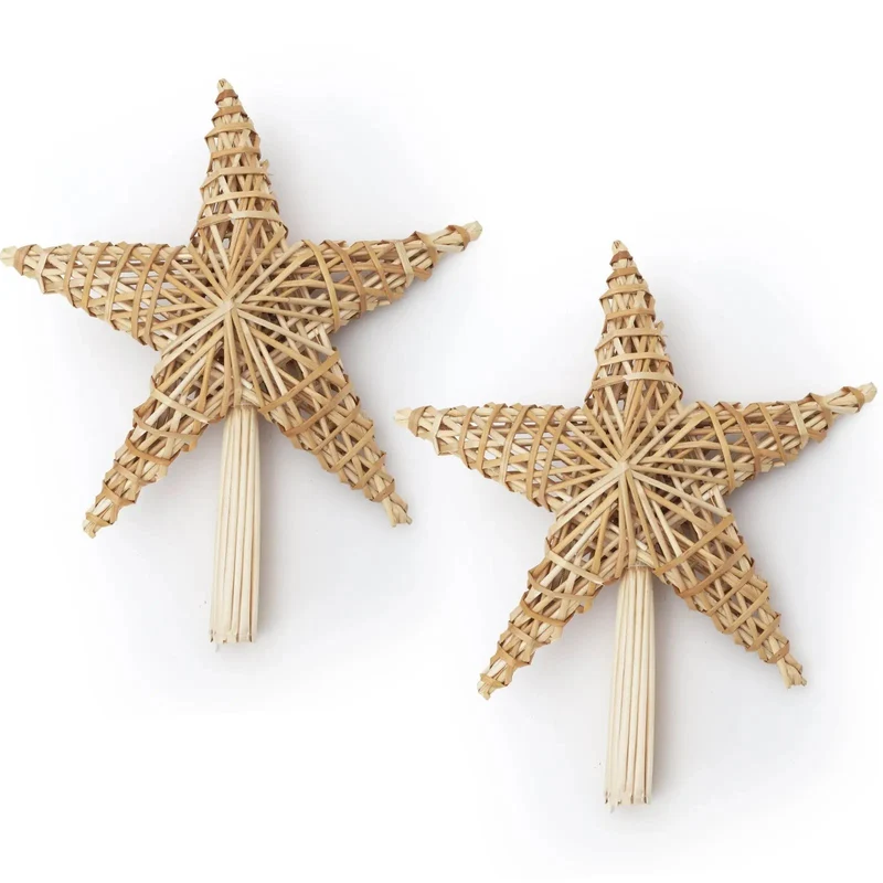 Salcar Christbaumspitze Strohstern Weihnachtsbaum Dekoration für Weihnachten, Tannenbaumspitze für den Christbaum, 25cm