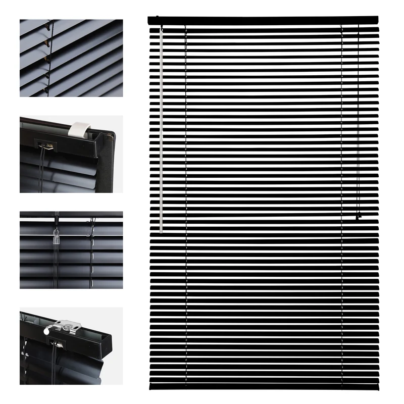 Sekey Aluminium-Jalousie ohne Bohren, 25mm Alu-Lamellen, Schwarz