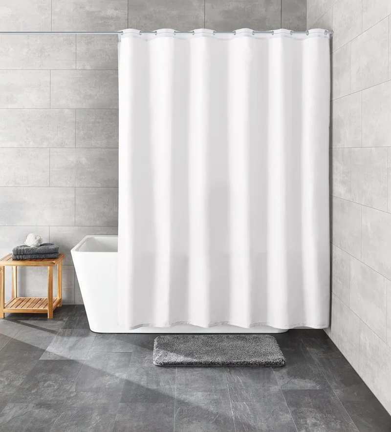 Duschvorhang Textil HOOK-ON Weiß 180 x 200 cm