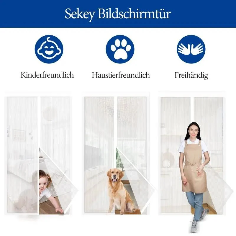 Sekey Kratzfest Magnet Fliegengitter Tür aus Polyester, Weiß