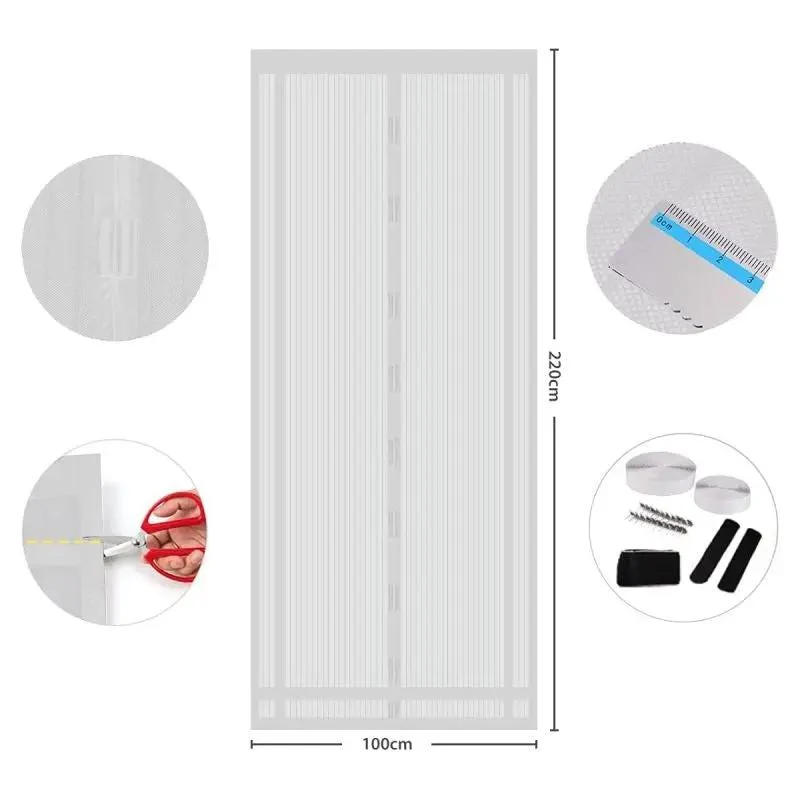 Sekey Zuschneidbar Magnet Fliegengitter Tür aus Polyester, Weiß