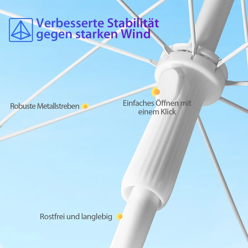 Sekey 180 cm Strandschirm mit Schutzhülle und Bodenhülse, Sonnenschutz UV50+