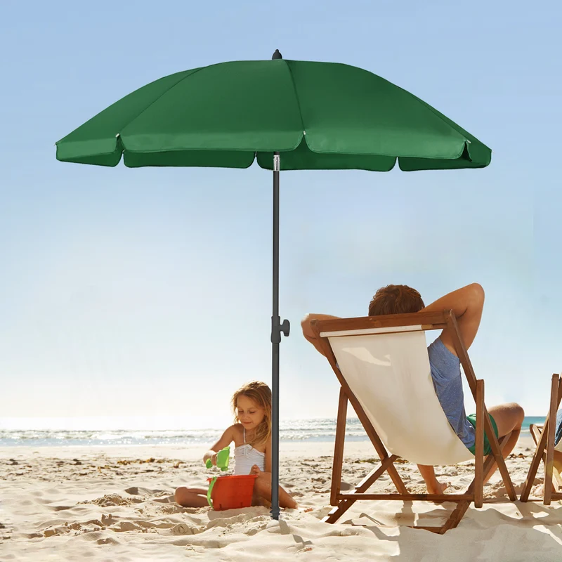 Sekey 180 cm Strandschirm mit Schutzhülle und Bodenhülse, Sonnenschutz UV50+