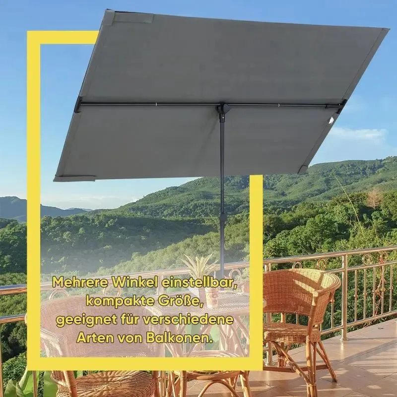 Sekey 180 x 130 cm Balkonschirm Rechteckig, Individuell Verstellbar, Sonnenschutz UV50+