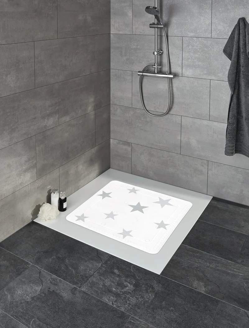 Duscheinlage STARS Silbergrau 55 x 55 cm