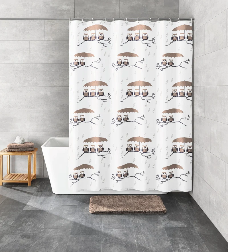 Duschvorhang Textil EULEN Taupe 180 x 180 cm