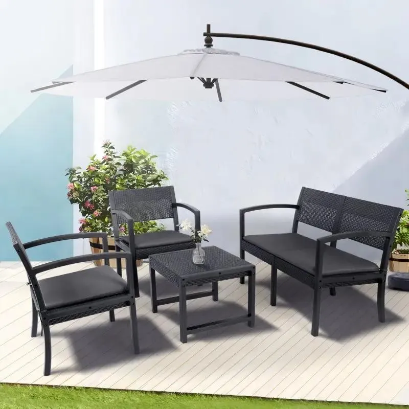 Sekey 4-teilig Gartenmöbel Set, Sofa, 2 Sessel und Gartentisch