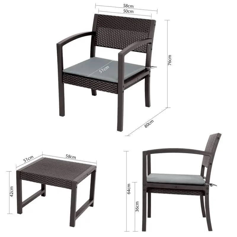 Sekey 3-teilig Gartenmöbel Set, 2 Gartenstühle und Gartentisch