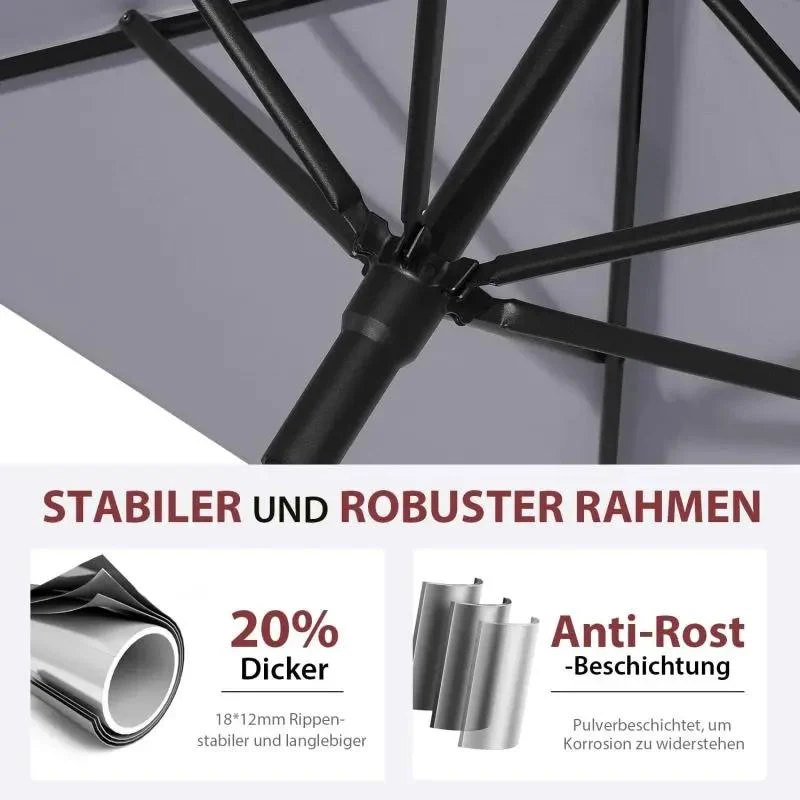 Sekey 200 x 125 cm Balkonschirm Rechteckig mit Balkongeländer, Sonnenschutz UV50+