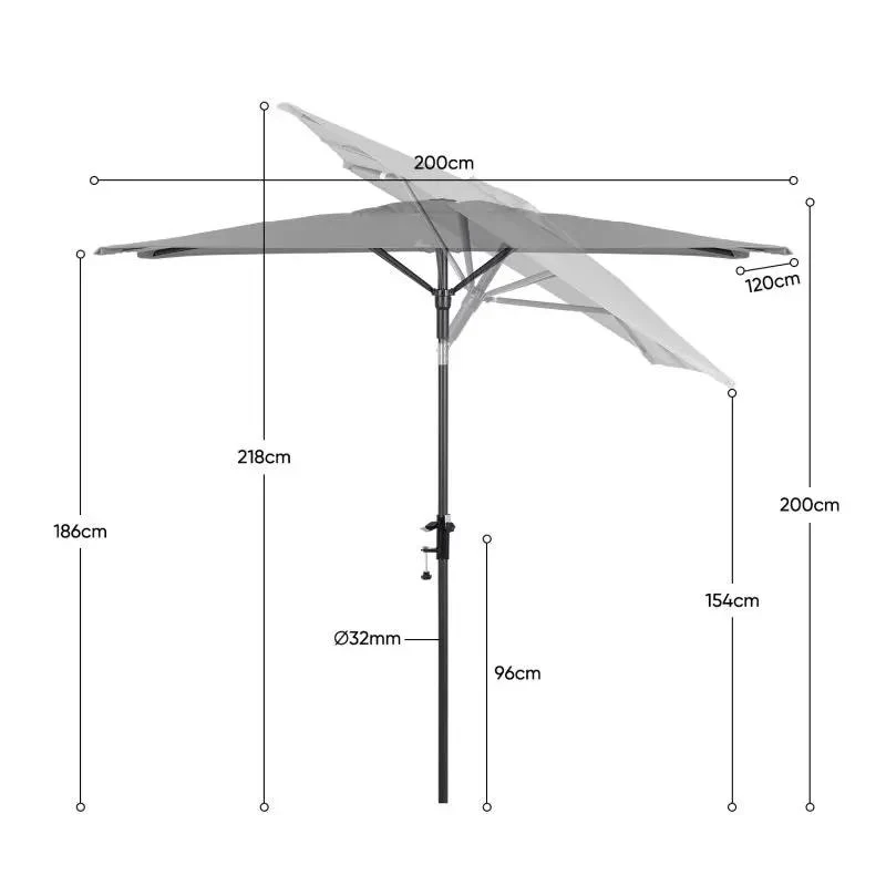 Sekey 200 x 125 cm Balkonschirm Rechteckig mit Balkongeländer, Sonnenschutz UV50+