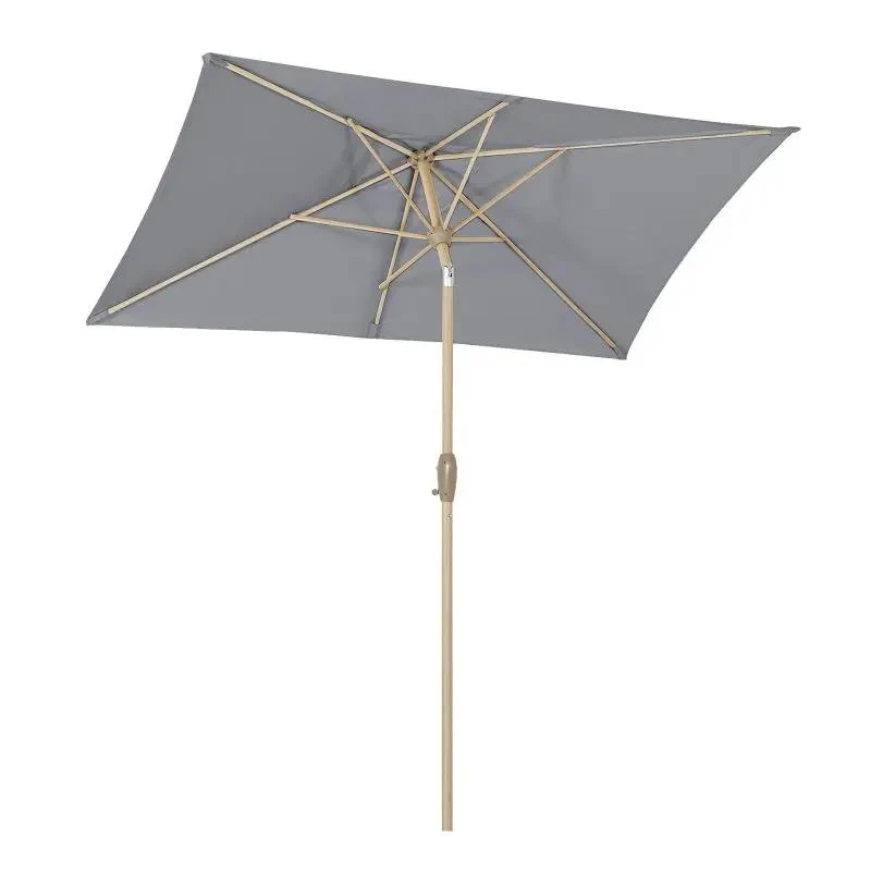 Sekey 210 x 140 cm Alu Sonnenschirm mit Kurbel, Sonnenschutz UV50+, aus Holz-Metall