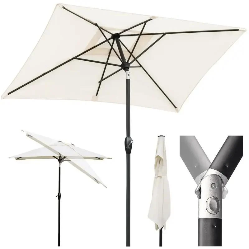 Sekey 210 x 140 cm Alu Sonnenschirm mit Kurbel, Sonnenschutz UV50+