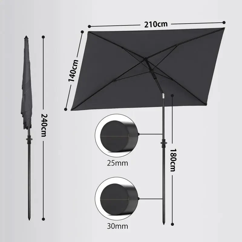 Sekey 210 x 140 cm Sonnenschirm mit Schutzhülle, Sonnenschutz UV50+