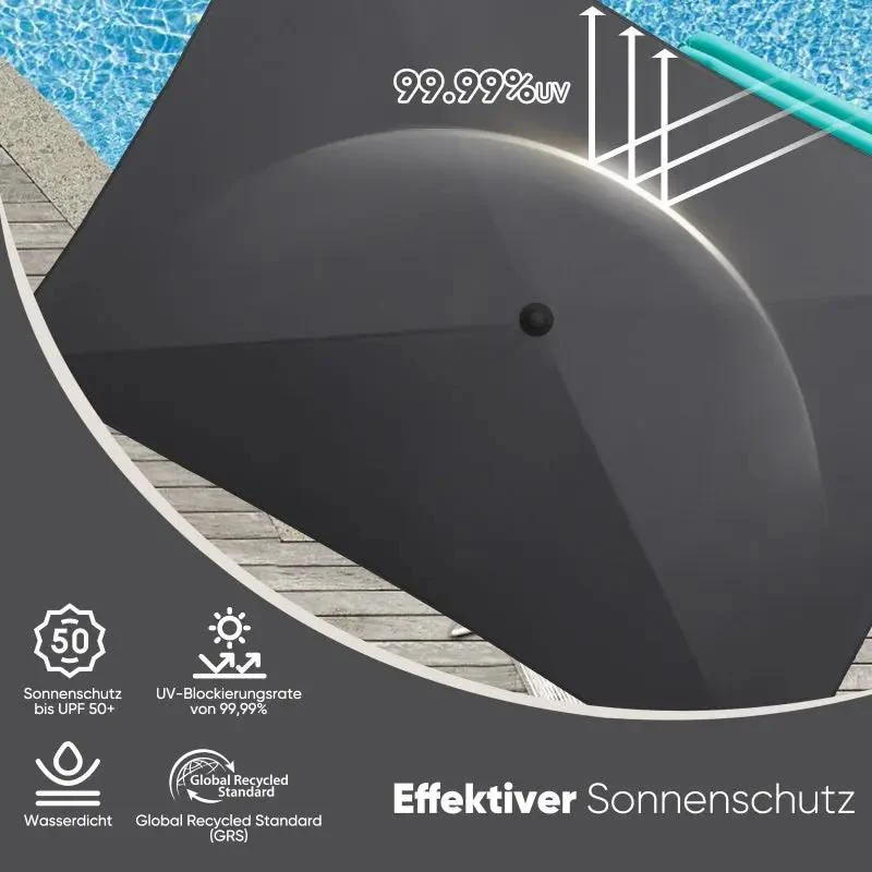 Sekey 210 x 140 cm Sonnenschirm mit Schutzhülle, Sonnenschutz UV50+