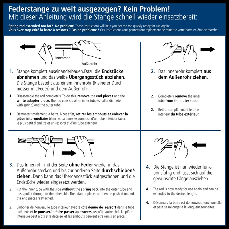 Duschvorhang-Federstange ⌀ 21 mm mit Struktur Chromfarben 75 - 125 cm Teleskopstange
