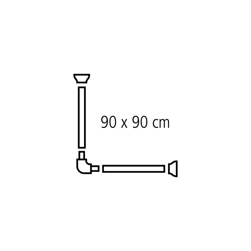 Duschvorhang-Winkelstange ⌀ 25 mm Weiß 90 x 90 cm kürzbar