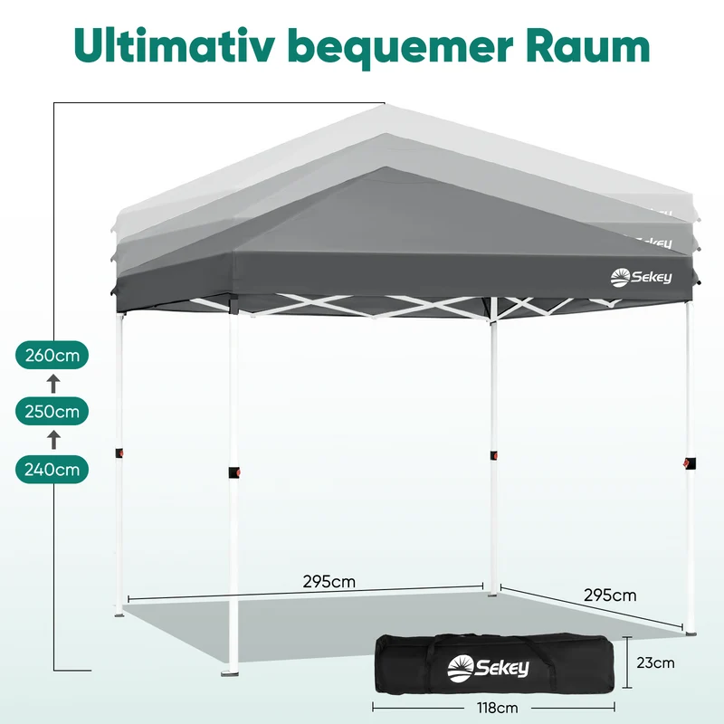 Sekey 3x3 m Faltpavillon mit 4 Seitenteilen