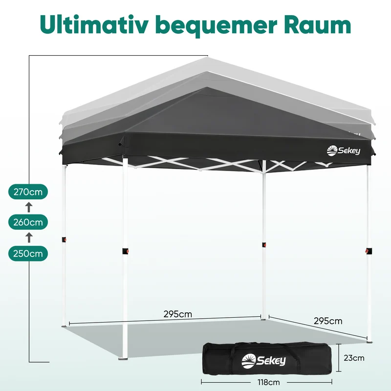 Sekey 3x3 m Faltpavillon mit 4 Seitenteilen