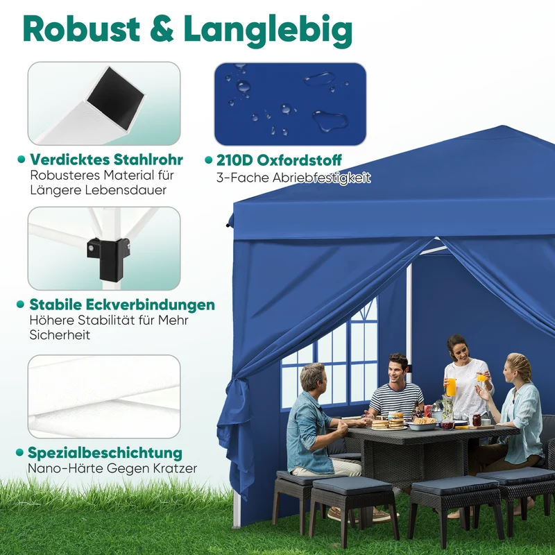 Sekey 3x3 m Faltpavillon mit 4 Seitenteilen