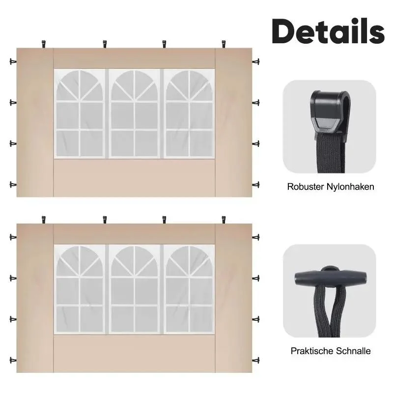 Sekey 3×3m Seitenwand für Pavillon, 2er Set, mit 2 Fenster