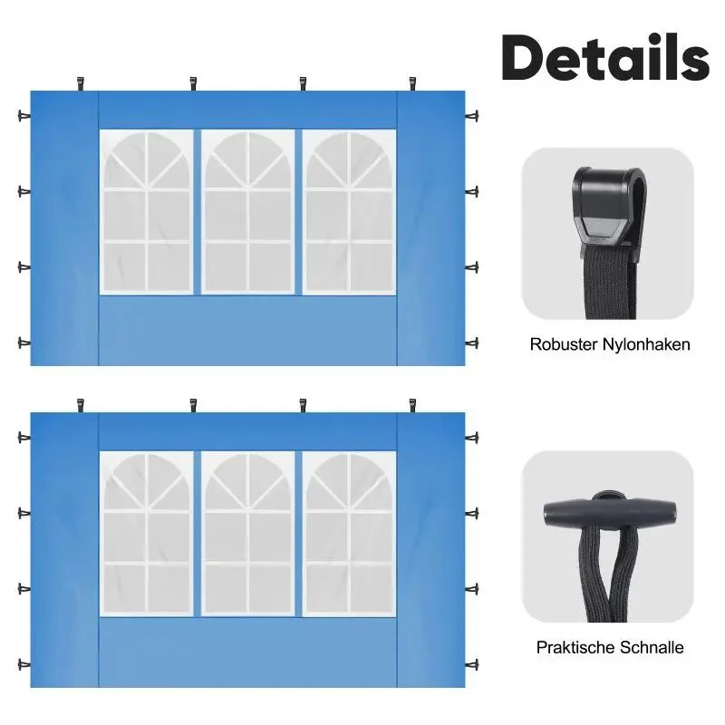 Sekey 3×3m Seitenwand für Pavillon, 2er Set, mit 2 Fenster