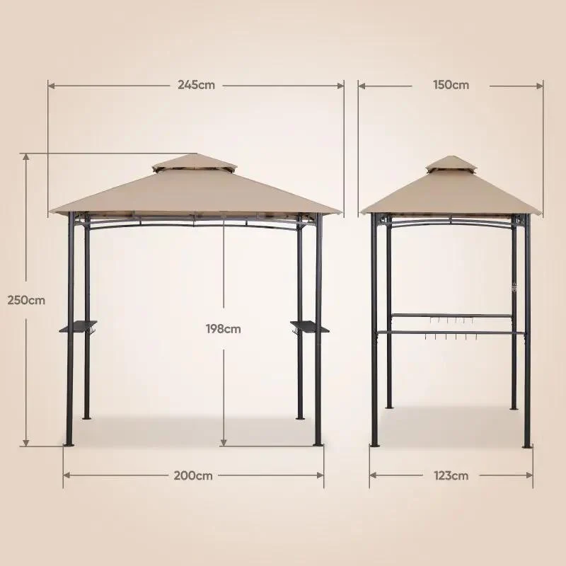 Sekey 245 x 150 x 250 cm Grillpavillon mit Ablage und Haken