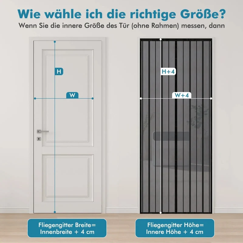 Sekey Magnet Fliegengitter Tür aus Polyester, mit Bändern, Schwarz