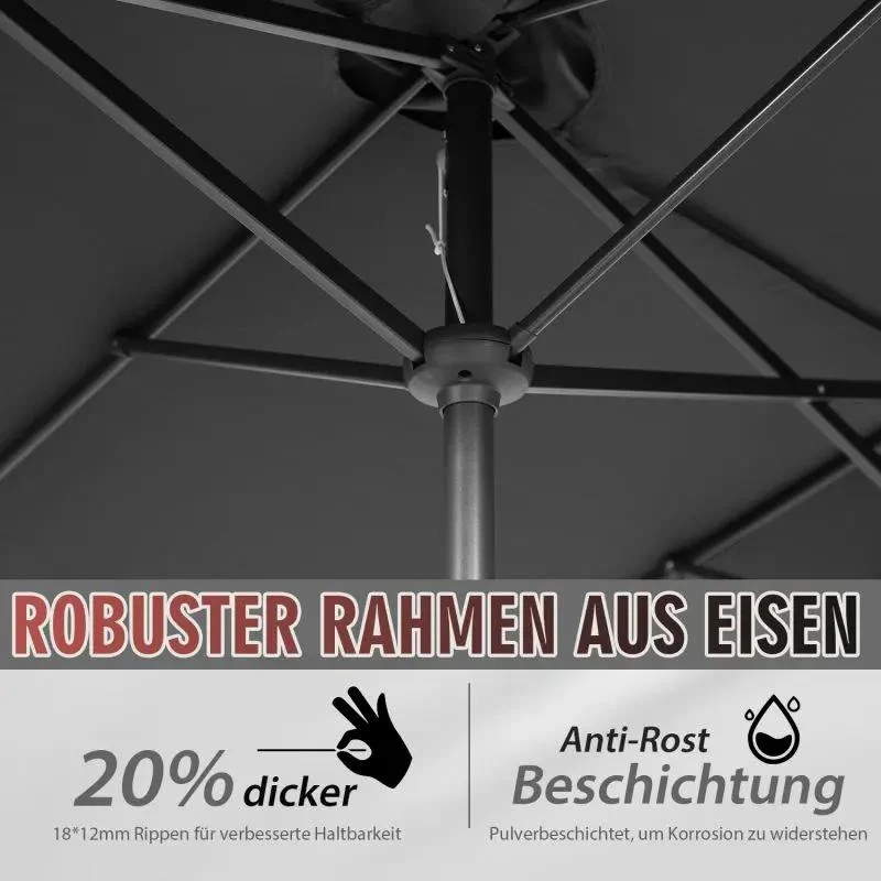 Sekey 220 × 400 cm Doppelsonnenschirm mit Kurbel, UV50+