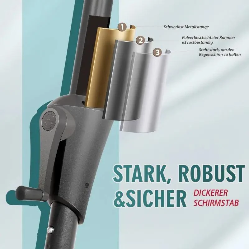 Sekey 220 × 400 cm Doppelsonnenschirm mit Kurbel, UV50+