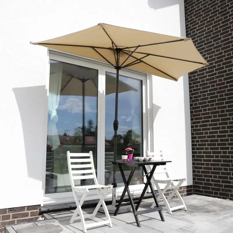 Sekey 270 cm Halbrund Sonnenschirm mit Kurbel, Sonnenschutz UV50+