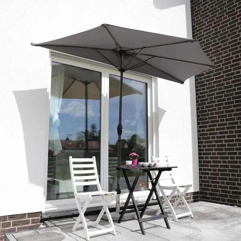 Sekey 270 cm Halbrund Sonnenschirm mit Kurbel, Sonnenschutz UV50+