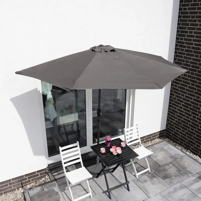 Sekey 270 cm Halbrund Sonnenschirm mit Kurbel, Sonnenschutz UV50+