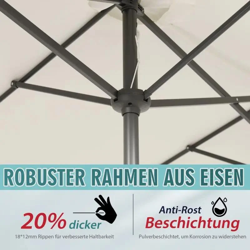 Sekey 300 x 160 cm Doppelsonnenschirm mit Kurbel, UV50+