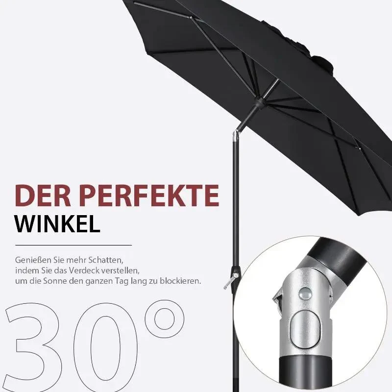 Sekey 300 x 200 cm Alu Sonnenschirm mit Kurbel, Sonnenschutz UV50+