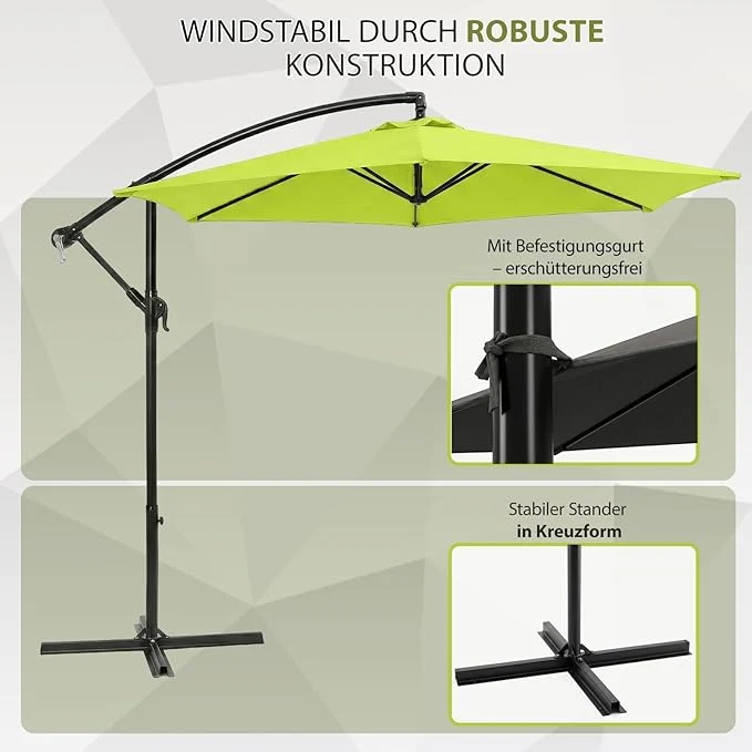 Sekey 300 cm Ampelschirm, Sonnenschutz UV50+