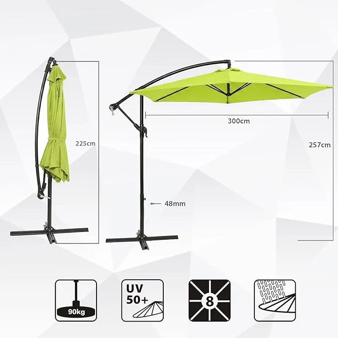 Sekey 300 cm Ampelschirm, Sonnenschutz UV50+