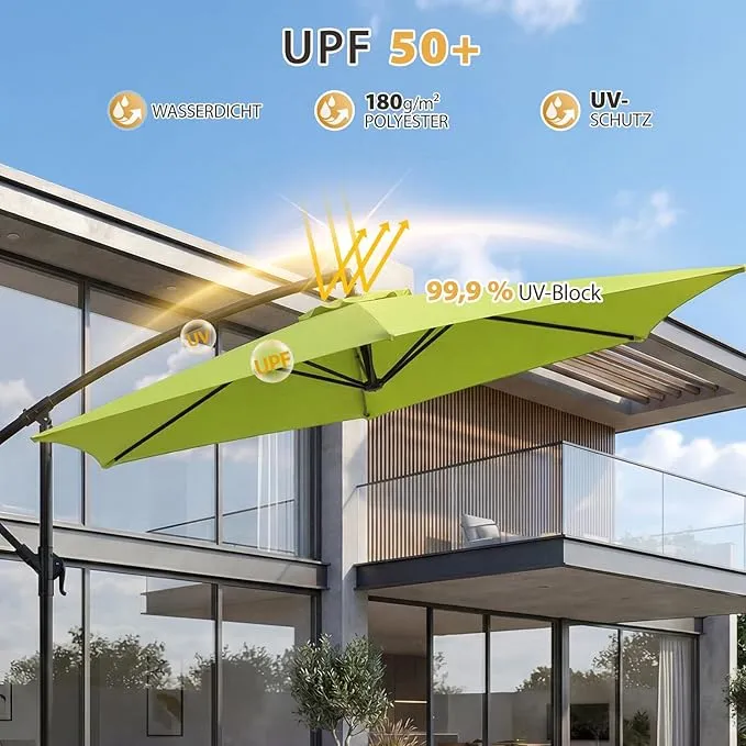 Sekey 300 cm Ampelschirm, Sonnenschutz UV50+